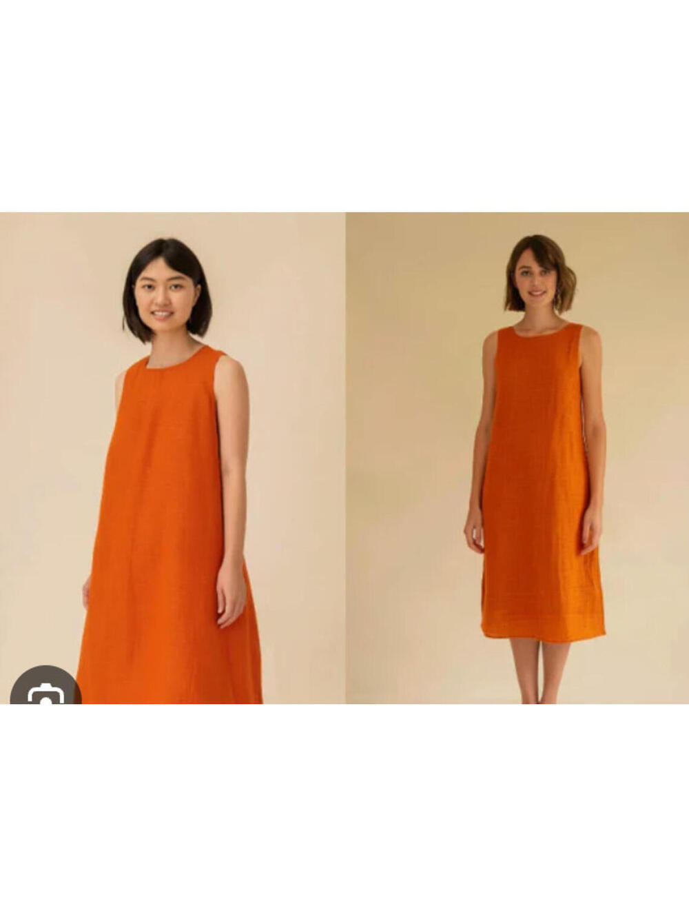 Gran Sasso Italian burnt orange linen sleeveless dress no sz M no tag‎ pockets C